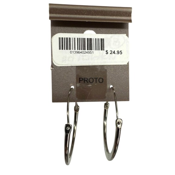 J. Jill Medium Classic Hoop Earrings Silver Tone Tube Hinged Back Polished NEW - Picture 6 of 9